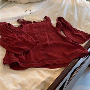 Burgundy embroidery blouse